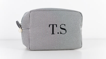 Monogram Striped Makeup Bag