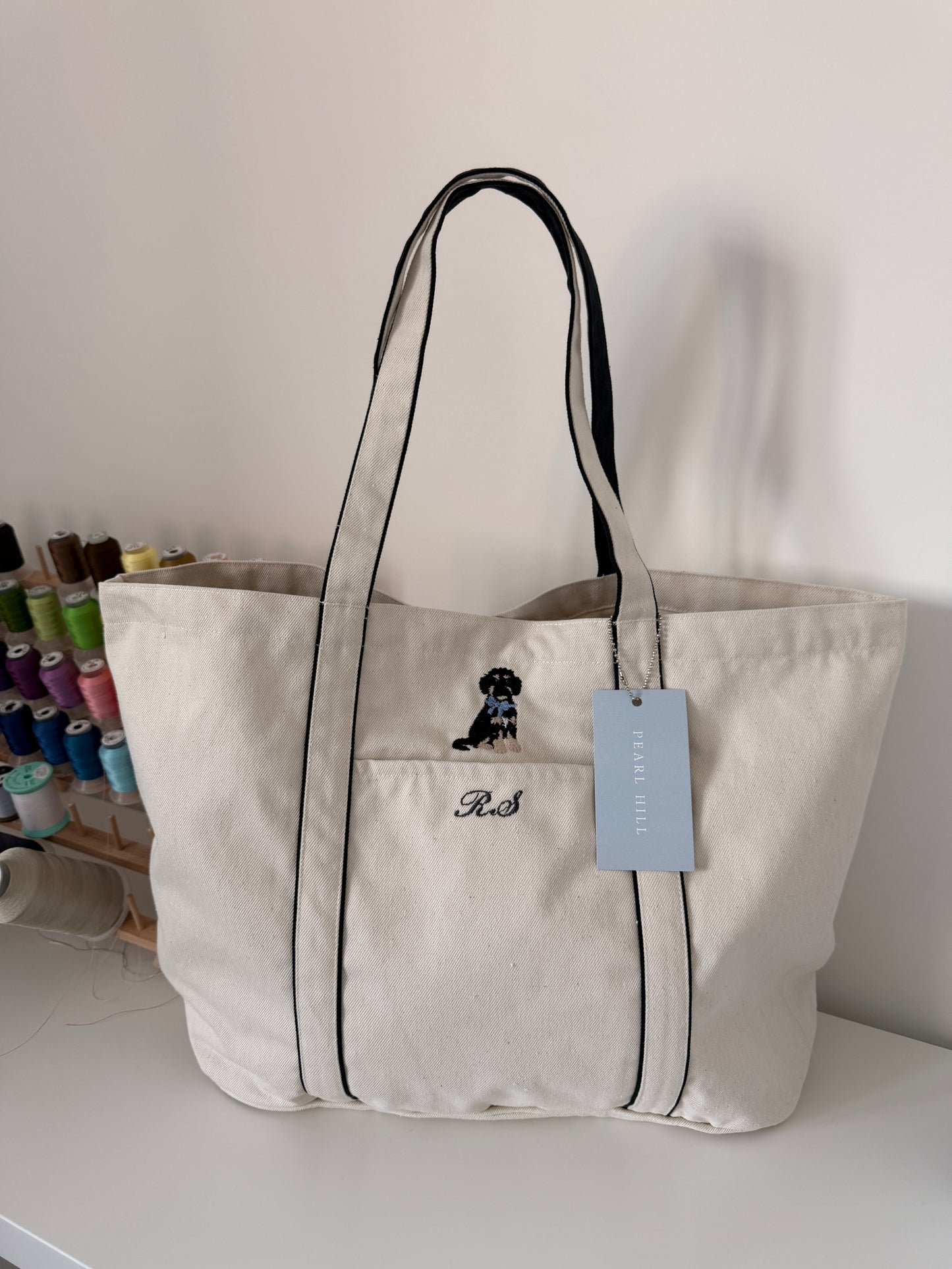 Dog Navy Tote Bag