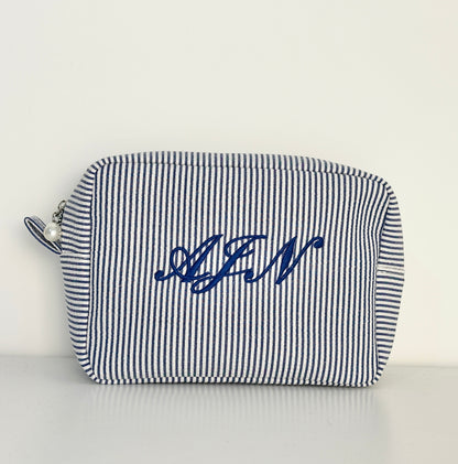 Monogram Striped Makeup Bag